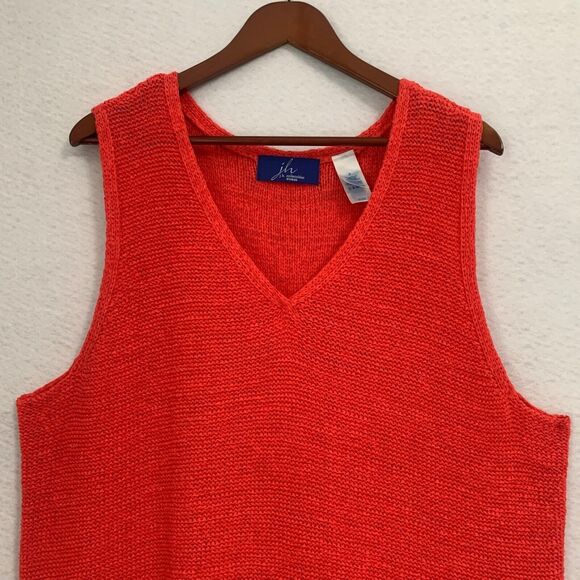 JH Collectibles Top Women 3 Plus Orange Red Open Weave Sleeveless V Neck Vintage - Picture 7 of 11